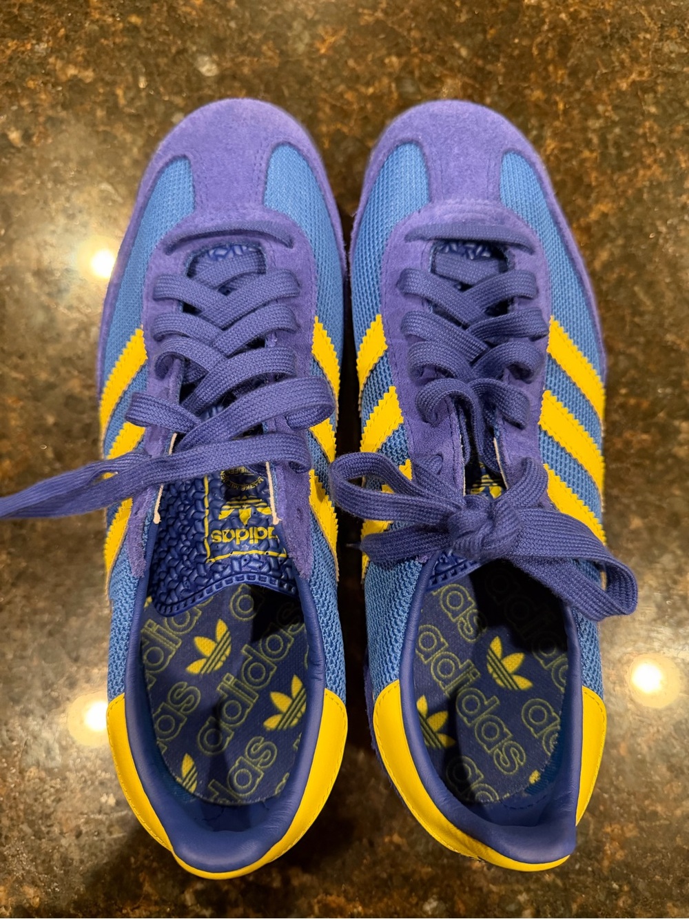 adidas Men’s Blue & Yellow Retro Runner Sneakers SL 72 Size 7 1/2